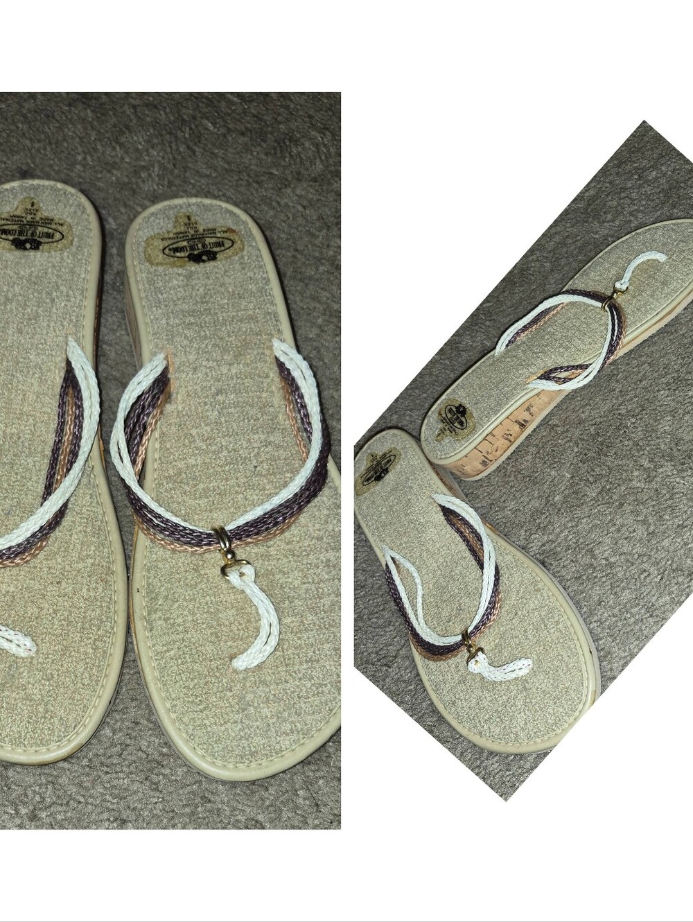 Vintage New Women's Cork Flip Flops String Thong Size 9 FOTL 80s Retro